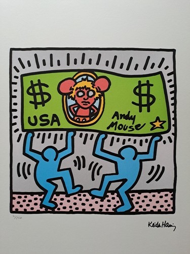 Keith haring signed dollar - signed,