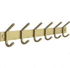 Brushed Gold Coat Rack Wall Mount with 6 Double Hooks for Hanging