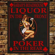 PERSONALISED POKER METAL VINTAGE  MAN CAVE SIGN BAR GIFT BROTHER DAD CHRISTMAS