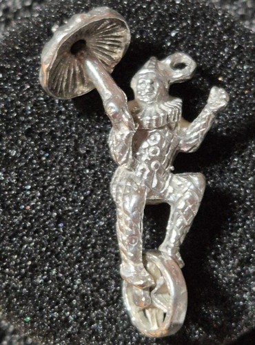 Silver clown charm - silver,