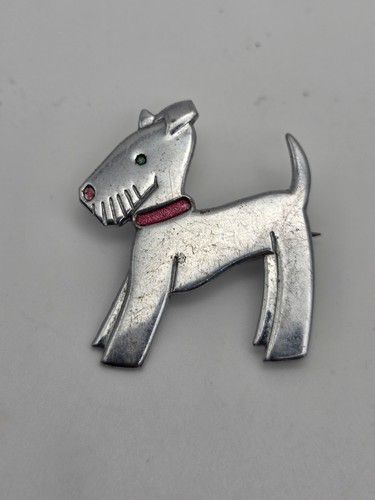 Vintage silver tone - , terrier