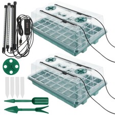 Seed Starter Trays Grow Light Adjustable Humidity Germination Kits 2Pack 40 Hole