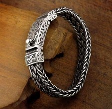 Men's Fashion S925 Silver Bracelet | 22cm Woven Norse Chain Bangle For XMAS GIFT