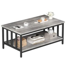  Coffee Table for Living Room with Slatted Sides 39.4L*21.6W*18.1H Grey Wash