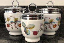 Royal Worcester vintage Strawberry Fair  Egg Coddlers 2 X King , 1x Standard