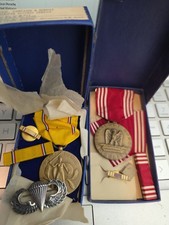 WW2 -STERLING SILVER JUMP WINGS -Original Good Conduct Medal+ Pin + Ribb  in Box