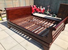 Versailles sleigh bed, hand made chestnut solid wood heavy unit, French furnitur