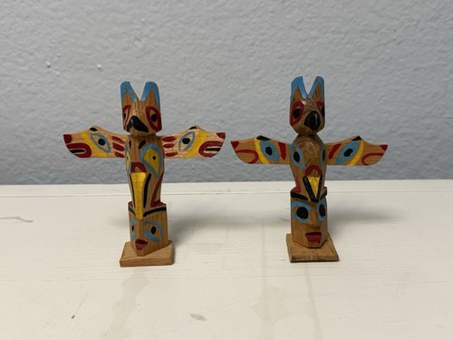 Vintage miniature wooden totem - vintage,