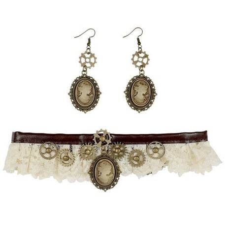 Steampunk lace choker and - choker,