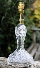Table Lamp An Antique Heavy Cut Lead Crystal Lamp Waisted Design Early 20th C,