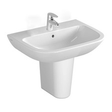 Vitra S20 Wash Basin and Large Semi Pedestal 600mm Wide 1 Tap Hole