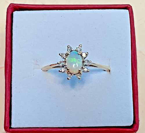 New 10k white gold opal - new,