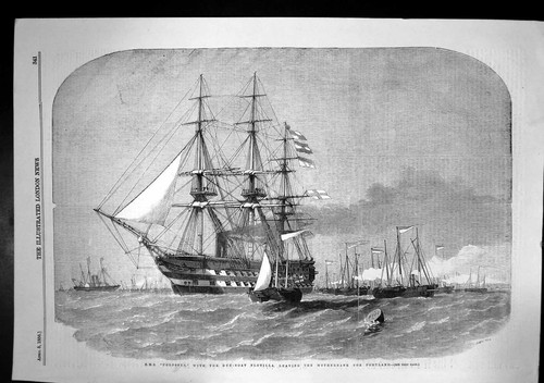 Old antique print hms - antique,