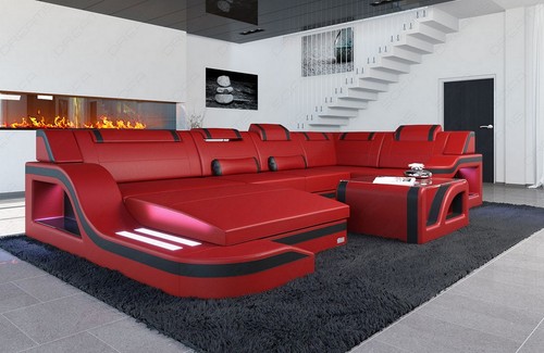 Leather sofa palermo led - palermo,