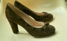 BODEN - Dark Chocolate Brown Suede Leather Chunky Heel Court Shoes - 4 (37)