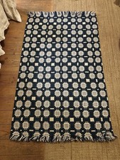 Navy & off white Welsh Tapestry Rug Reverisable