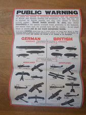 Vintage WW1 Aircraft Recognition Poster