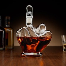 Middle Finger 1L Wine Liquor Whiskey Scotch Glass Decanter Funny Bar Decor Gift