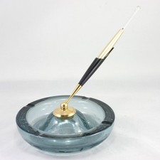 Whitefriars / Parker Controlled Bubble Glass Pen Holder Ashtray