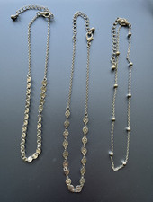 Set of 3 silver choker style necklaces