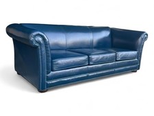 Vintage Navy Blue Leather Sofa