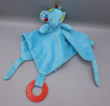 Tesco Carousel Blue Elephant Baby Comforter Soother Blanket Teether Blankie