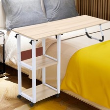 Mobile Over Bed Table Hospital Overbed Height Adjustable Laptop Tray Stand Shelf