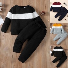 Kids Toddler Boys Colorblock Tracksuit Sweatshirt Shirt Pants Outfit Set Clothes