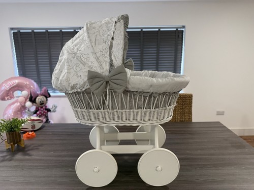 White wicker baby moses - wicker,