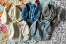 Hand Knitted 100% Wool SMALL Premature Baby Boy Cardigans £5.99 Plus P&P