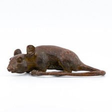 Antique Bronze Animal Figure Rat Character Marked Meiji Period Late 19th C.