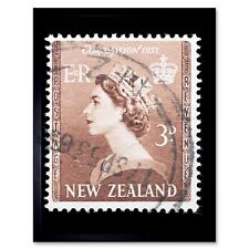 Elizabeth Coronation Postage Stamp New Zealand Philately 12X16 Framed Art Print