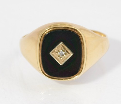 Vintage 9ct gold - black, &