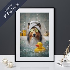 Funny Dog in Bath Print –