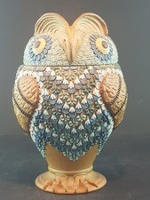 Rare 19th Century Doulton Lambeth Siliconware Owl Tobacco Jar - Nice Condition