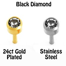 CAFLON BIRTHSTONES GOLD PLATED & STEEL BEZEL SET EAR PIERCING STUD EARRINGS