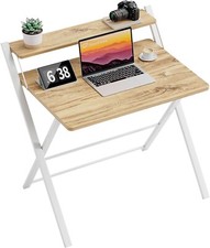 Folding Desk with Monitor Shelf Medium Size Computer Desk No Assembly