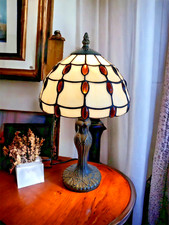 Table Lamp Bedside Tiffany Lamp  Amber Jewelled Electric Lamp