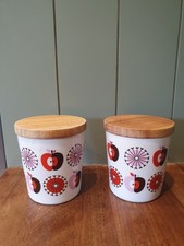 2x ISAK Porcelain  Cups Storage Jars with Wooden Lid Scandinavian Design