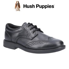 Hush Puppies Boys Harry Black Smart Premium Leather Brogue Formal School Shoes