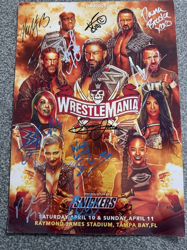 Wrestlemania signed poster - 37,