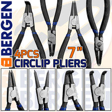 BERGEN 4 PC 7" Circlip Pliers Internal External Bent Nose Straight Tip Snap Ring