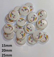 Patterned Printed Wooden Buttons - Round - Unique Prints (15mm, 20mm, 25mm)