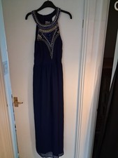 Lipsy London blue Dress Uk12 BEAD DETAIL LONG