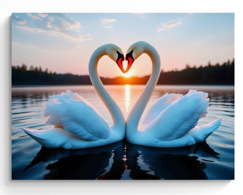 Love heart swans canvas - love,