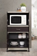 Rolling Microwave Cart Storage Cabinet Kitchen Shelf Drawer Pantry Chocolate New