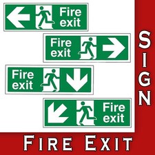 Fire Exit Sign Vinyl Plastic - Emergency Escape Fire Drill 300x100mm