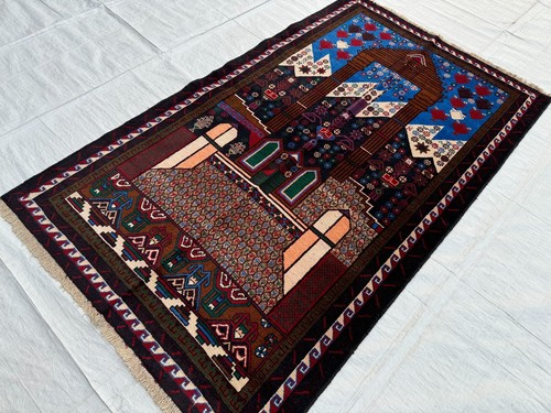 Blue hand knotted - knotted, afghan