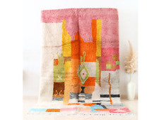 Handmade Moroccan Berber Vintage Wool Shaggy Modern Floor Area Rug 5x8 Ft