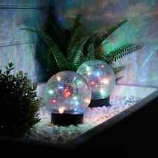 Solar Powered Multi-Coloured Crackle Ball Set of 2 LED 12cm Eco Friendly Garden